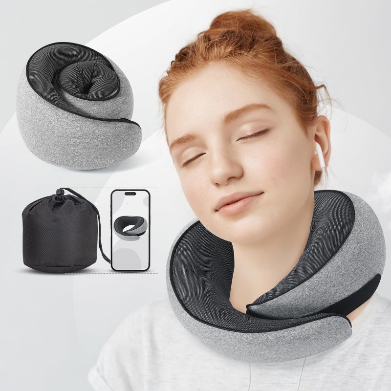 NOCRLG Travel Pillow, Travel Neck Pillow for Airplanes Car, 100% Pure Memory Foam Travel Pillow, Sleeping Essentials for Long Flight 360Â° Head Support Degree Comfort and Breathability - Image 4