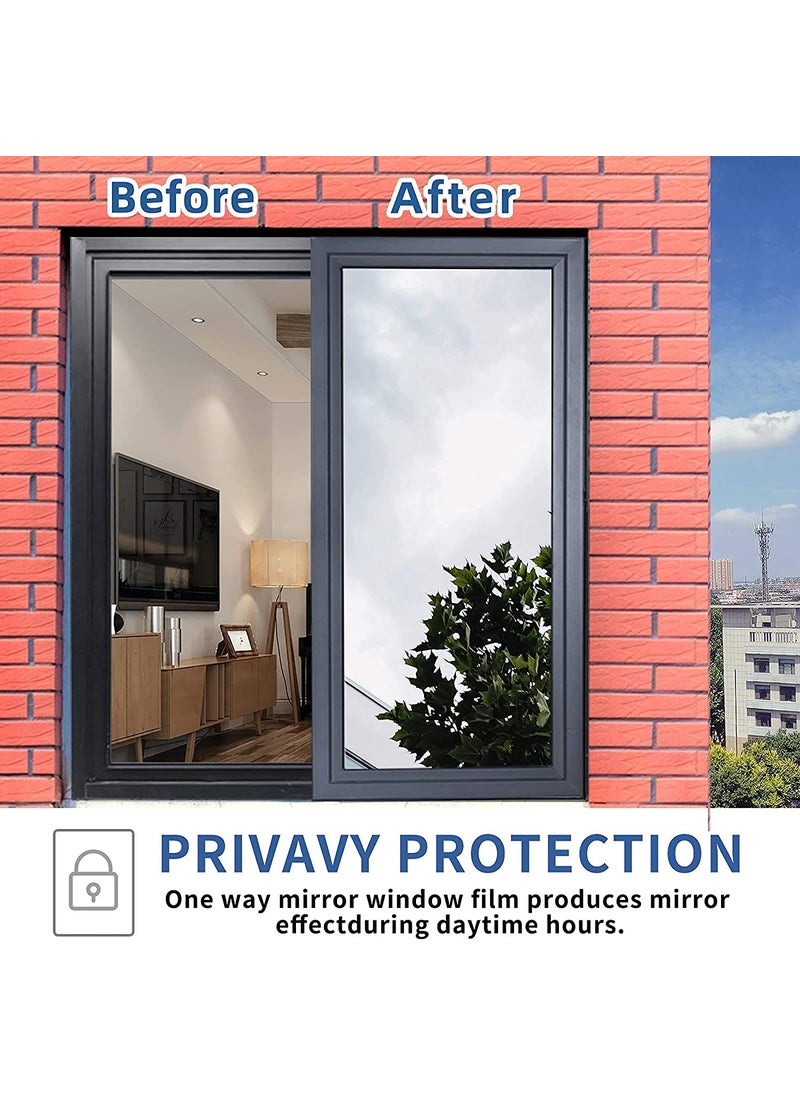 ELECSA ELECSA 50cm X 3m_One Way Privacy Window FilmPremium PET MaterialDaytime Reflective Heat Control Anti UV Door StickerWindow Tint for Home Office Living RoomSilver  - Image 3