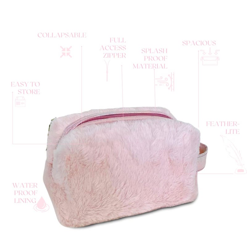 STRUTT حقيبة مستحضرات التجميل للنساء، حقيبة مكياج، حقيبة تجميل مقاومة للماء، حقيبة مكياج، مجموعة تنظيم السفر (وردي) - Image 3