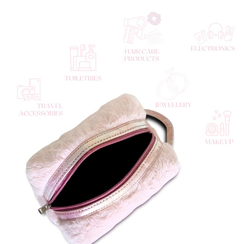 STRUTT حقيبة مستحضرات التجميل للنساء، حقيبة مكياج، حقيبة تجميل مقاومة للماء، حقيبة مكياج، مجموعة تنظيم السفر (وردي) - Image 4