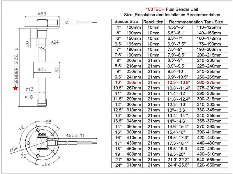 100TECH Stainless Steel Fuel Sending Unit for Marine and Automotive Applications - Image 4