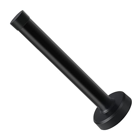 KOLAKO Door Stops, Stainless Steel Doorstop with Rubber Absorber Tip, Cylindrical Thickening Door Stopper, Anti-Collision Door Resistance Door Holder Catch 5 Inch Door Wall Protector 1 Pack Black - Image 1