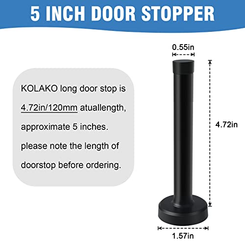 KOLAKO Door Stops, Stainless Steel Doorstop with Rubber Absorber Tip, Cylindrical Thickening Door Stopper, Anti-Collision Door Resistance Door Holder Catch 5 Inch Door Wall Protector 1 Pack Black - Image 2