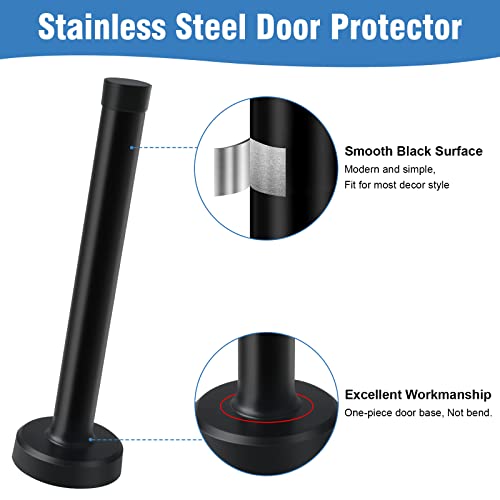 KOLAKO Door Stops, Stainless Steel Doorstop with Rubber Absorber Tip, Cylindrical Thickening Door Stopper, Anti-Collision Door Resistance Door Holder Catch 5 Inch Door Wall Protector 1 Pack Black - Image 4