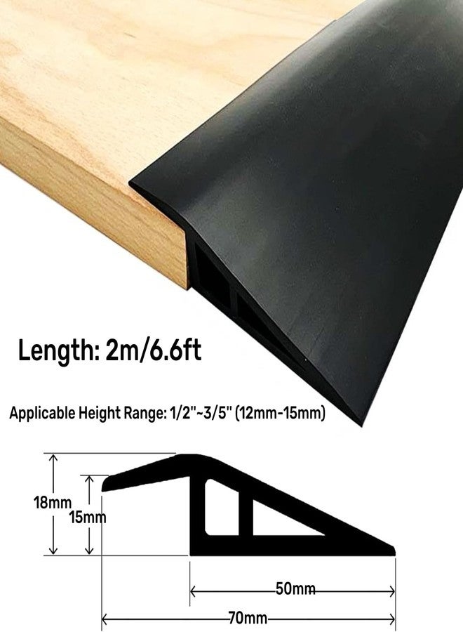 Farady Floor Transition Strip PVC Door Threshold Ramp Doorway Edge Trim Flooring Edging Trim for Laminate Doorway Carpet Tile Floor Edge Threshold from 1/2"" to 3/5"" (Black, 6.6Ft) - Image 2