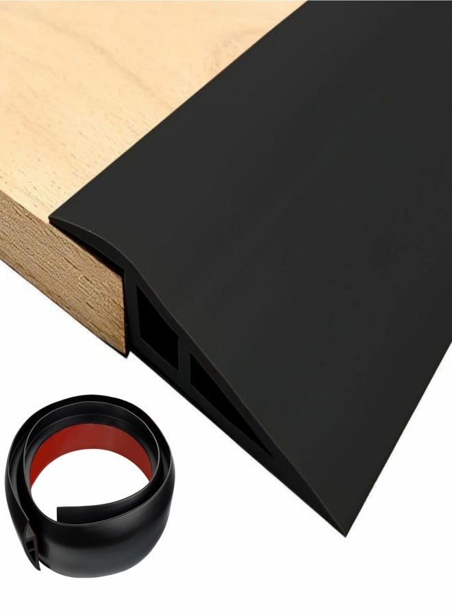 Farady Floor Transition Strip PVC Door Threshold Ramp Doorway Edge Trim Flooring Edging Trim for Laminate Doorway Carpet Tile Floor Edge Threshold from 1/2"" to 3/5"" (Black, 6.6Ft) - Image 1