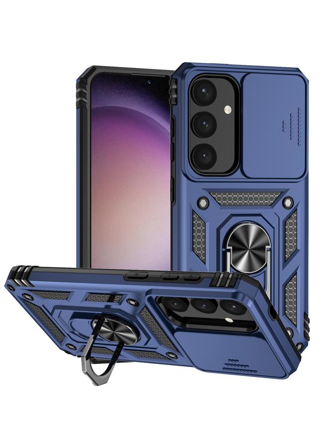 حافظة هاتف مزودة بحامل منزلق لهاتف Samsung Galaxy S25+ 5G (أزرق)