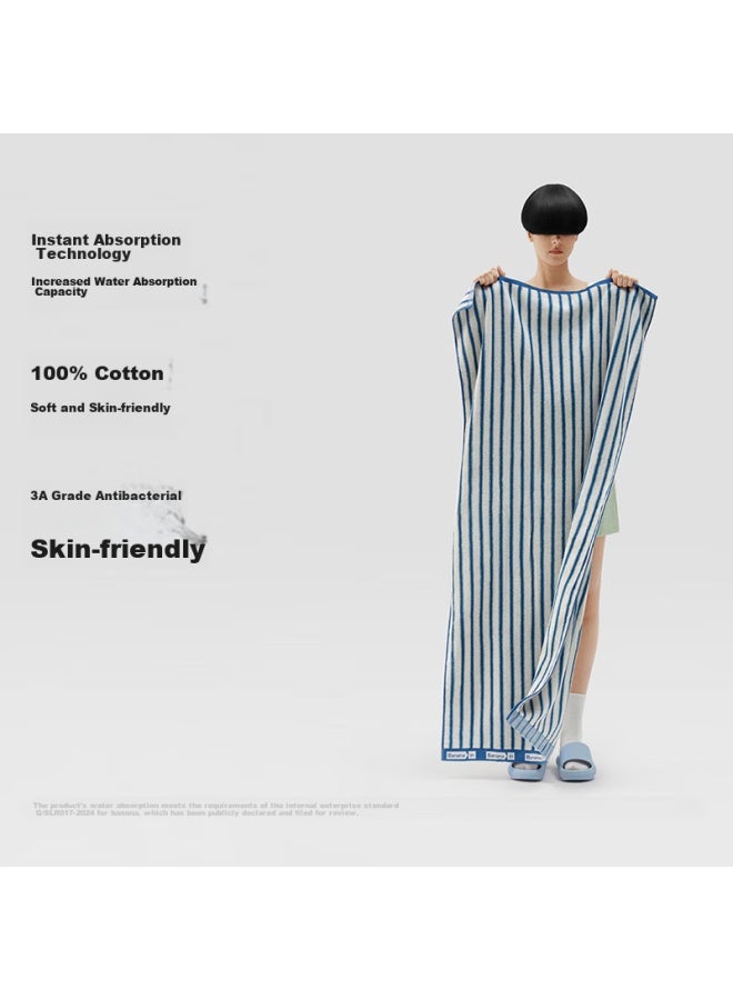 Bananain Jiaonei 301h Bath Towel For Men And Women, Cotton-feel Shower Towel, Extra Large And Thick, 100% Cotton, Absorbent And Antibacterial - Tide Blue - Image 2