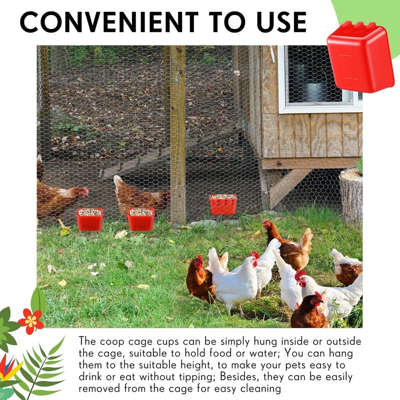 Maxdot 20 Pcs Chicken Water Feeder Cups 16 oz Pigeon Bird Feeder Cups Hanging Cage Chicken Water Cup for Pet Parrot Rooster Parakeet Bunny Gamefowl Poultry Wire Hutch(Red) - Image 5