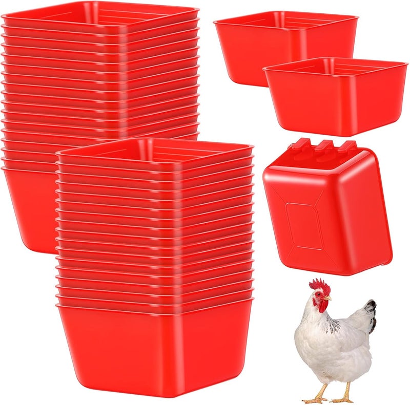 Maxdot 20 Pcs Chicken Water Feeder Cups 16 oz Pigeon Bird Feeder Cups Hanging Cage Chicken Water Cup for Pet Parrot Rooster Parakeet Bunny Gamefowl Poultry Wire Hutch(Red) - Image 1