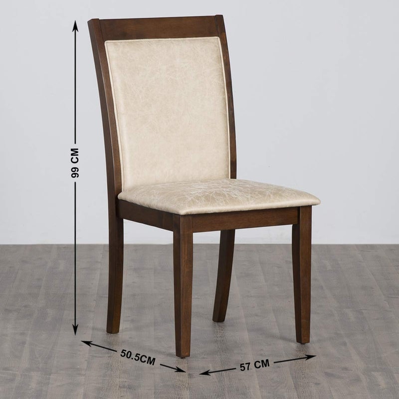 Home Centre Home Centre Dining Chair Harmony Rubber Wood 2 Dining Chair Rubber Wood Dining Chairs for Dining RoomBeige 1 Year Warranty - Image 2