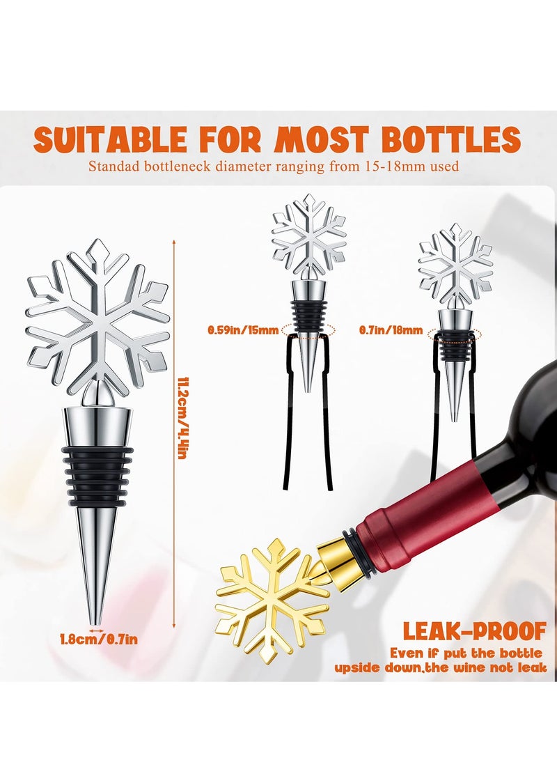 Fanski 6 Pieces Snowflake Wine Stopper,Decorative Wine Bottle Stopper for Keeping Wine Fresh Holiday Wedding Party Supplies - Image 2