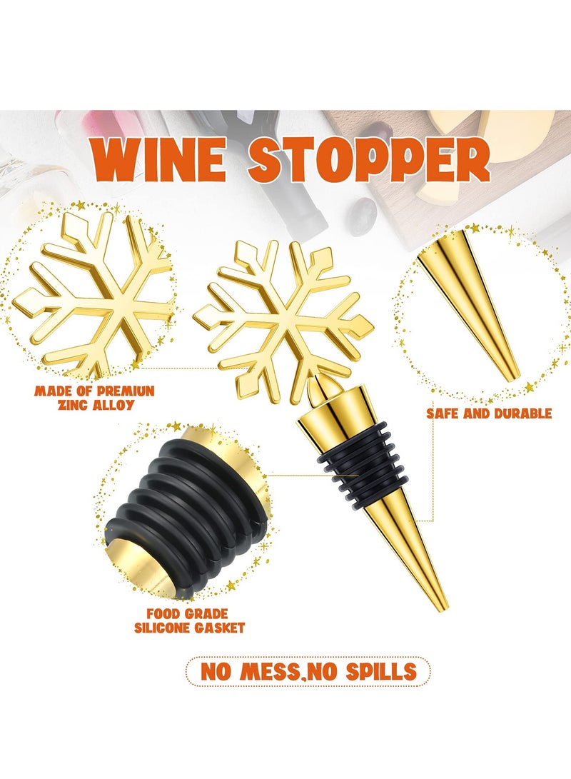 Fanski 6 Pieces Snowflake Wine Stopper,Decorative Wine Bottle Stopper for Keeping Wine Fresh Holiday Wedding Party Supplies - Image 3