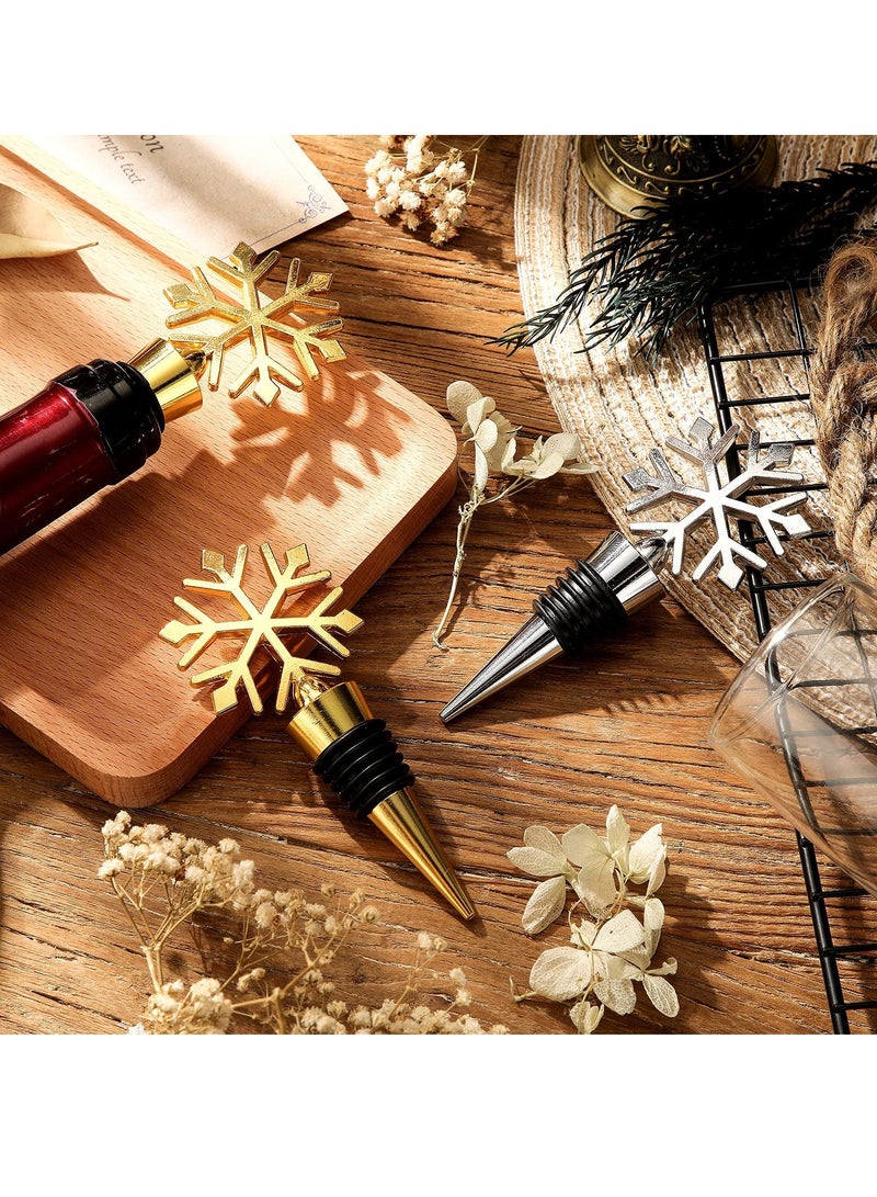 Fanski 6 Pieces Snowflake Wine Stopper,Decorative Wine Bottle Stopper for Keeping Wine Fresh Holiday Wedding Party Supplies - Image 4