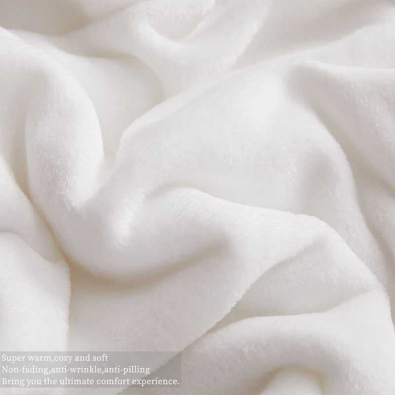 KMUSET Fleece Blanket Throw Size White Lightweight Super Soft Cozy Luxury Bed Blanket Microfiber - Image 3