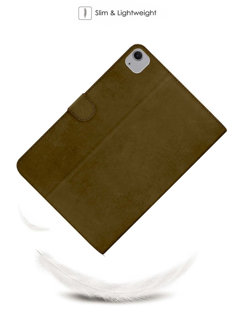 Wtech Apple iPad Air 11 (iPad Air 6) 5G 2024 (6th Gen) 11 inch / Apple iPad Air 11‑inch (M3) 2025 WTech PU Leather Magnetic Closure Flip Case Cover - Dark Brown - Image 3