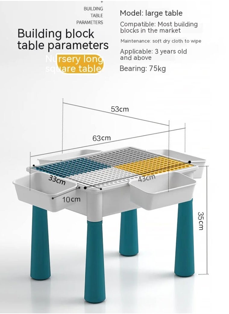 dreamons link - Kids Activity Table Set With One Chairs and 506 pcs Building Blocks（44cm table) - Image 1