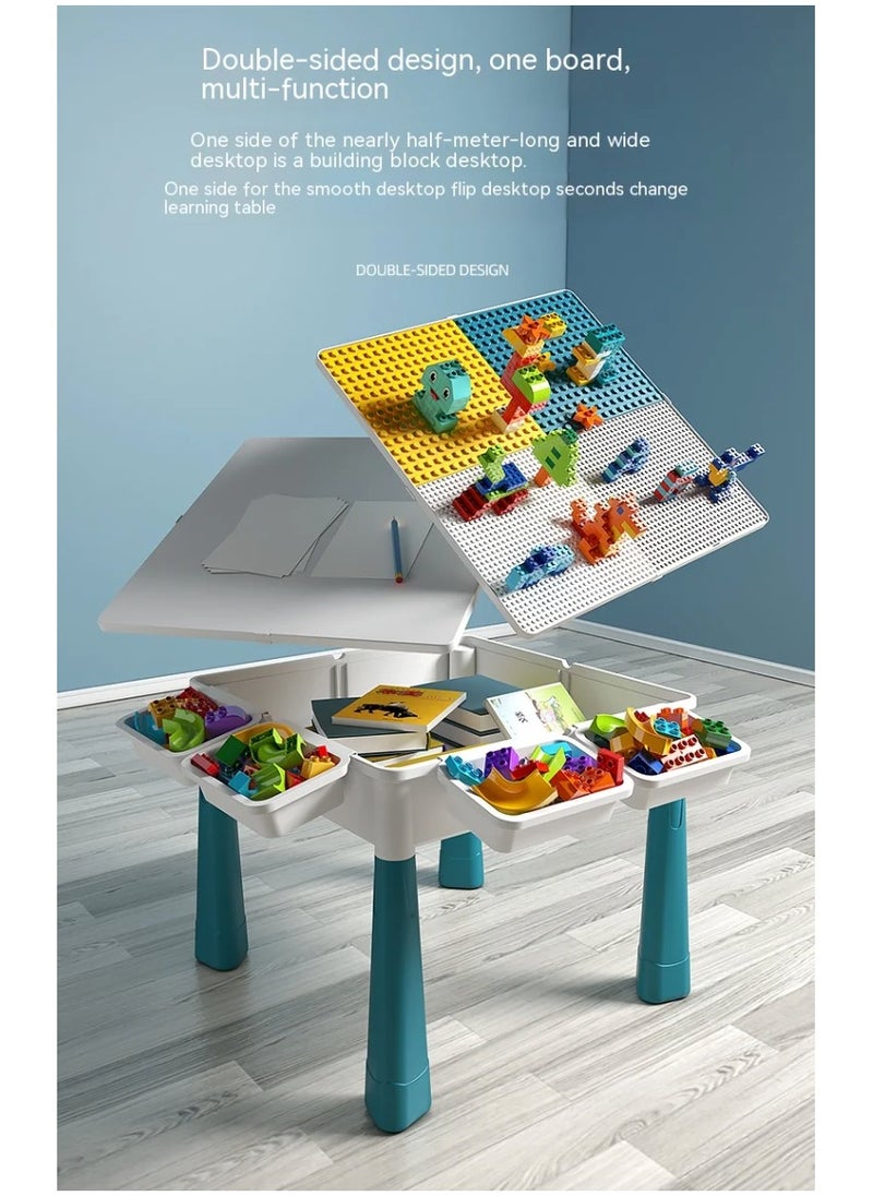 dreamons link - Kids Activity Table Set With One Chairs and 506 pcs Building Blocks（44cm table) - Image 1