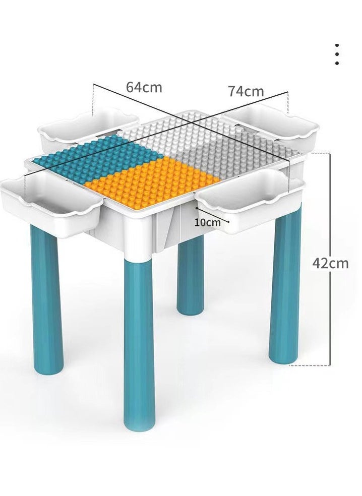 dreamons link - Kids Activity Table Set With One Chairs and 506 pcs Building Blocks（44cm table) - Image 1