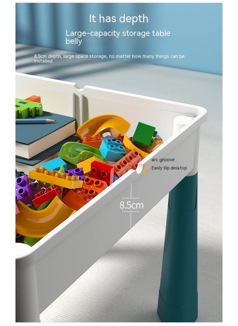 dreamons link - Kids Activity Table Set With One Chairs and 506 pcs Building Blocks（44cm table) - Image 1