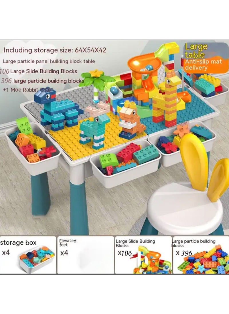 dreamons link - Kids Activity Table Set With One Chairs and 506 pcs Building Blocks（44cm table) - Image 1