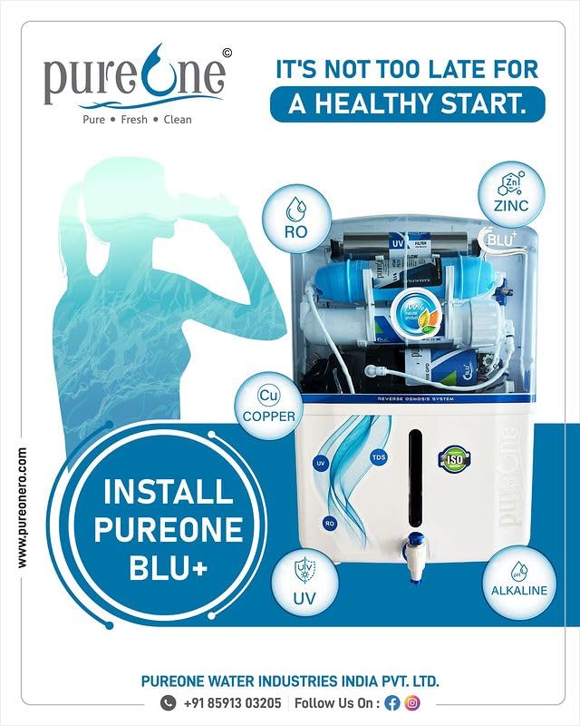 PUREONE BLU Alkaline ROUVUF Water Purifier for Home and Office White Pack of 1 - Image 3