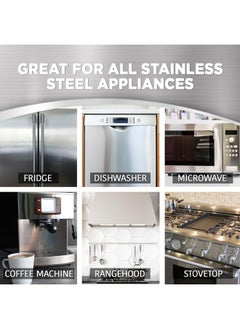 Weiman Weiman Stainless Steel Cleaner and Polish - Protects Appliances from Fingerprints, Leaves a Streak-Free Shine for Refrigerator, Dishwasher, Oven, Grill, 2 Pack With Microfiber Cloth  - Image 4