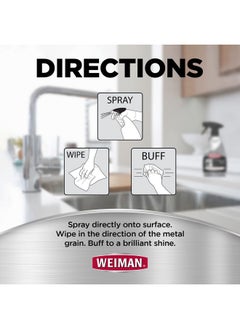 Weiman Weiman Stainless Steel Cleaner and Polish - Protects Appliances from Fingerprints, Leaves a Streak-Free Shine for Refrigerator, Dishwasher, Oven, Grill, 2 Pack With Microfiber Cloth  - Image 5