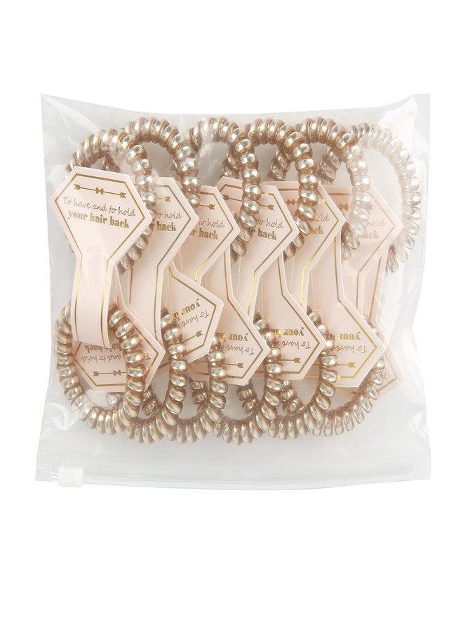 Hasoar Hair Tie, 12pcs Spiral Hair Ties with Diamond Card, Bachelorette Party Proposal Gifts, Bridesmaid Gift for Bridal Wedding women Parties guests Decorations Favors, White & Gold - Image 3