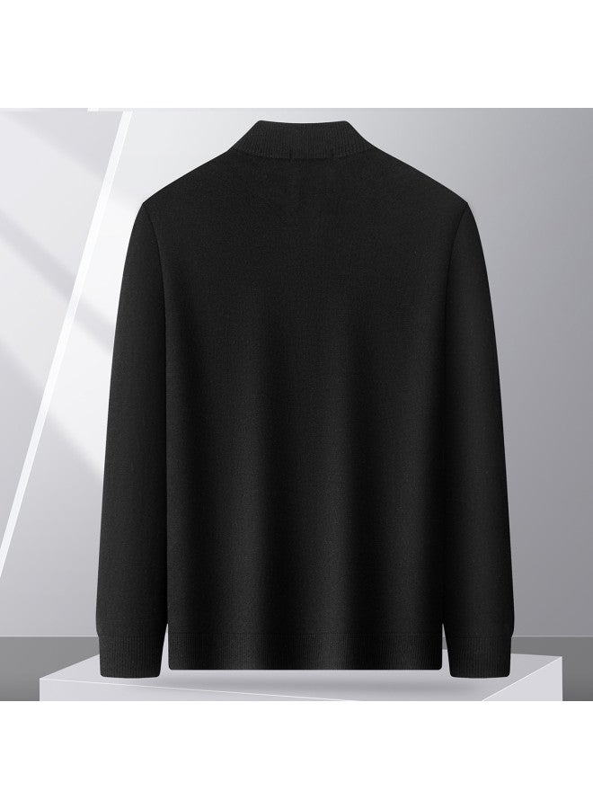 Fapai Thick Casual Warm Comfortable Half-high Neck Wool Cardigan Sweater Coat Knitwear - Image 3