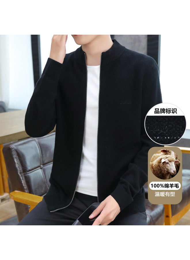 Fapai Thick Casual Warm Comfortable Half-high Neck Wool Cardigan Sweater Coat Knitwear - Image 4