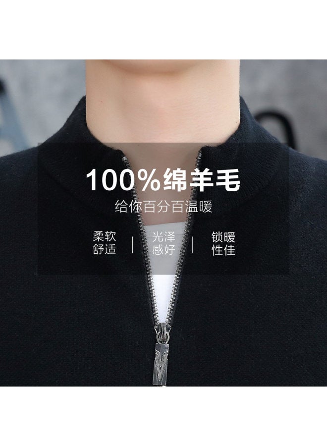 Fapai Thick Casual Warm Comfortable Half-high Neck Wool Cardigan Sweater Coat Knitwear - Image 5