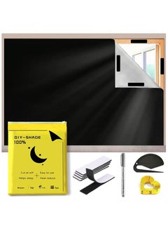 YIM-VIBEHAUS Portable Blackout Curtains, DIY Blackout Blinds with Cutter Knife, No Drill, 100% Black Out Curtain, Blackout Shades for Bedroom, Travel, Baby Nursery, Office (145*100cm)  - Image 1