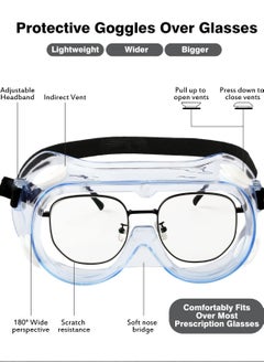 Y&D 2 Pcs Safety Goggles Protective Lab Eye Protection Stylish Round UV400 Transparent Blue Light for Men Womens  - Image 3