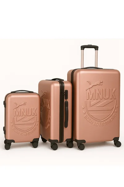 MNUK MANCHESTER Set of 3 Luggage bag| Polycarbonates &amp; ABS Hardside Luggage Trolley with TSA Lock| Double 360Â° 4 Wheeler| Cabin-20 Inch, Medium- 24 Inch, Large-28 Inch| Rose Gold