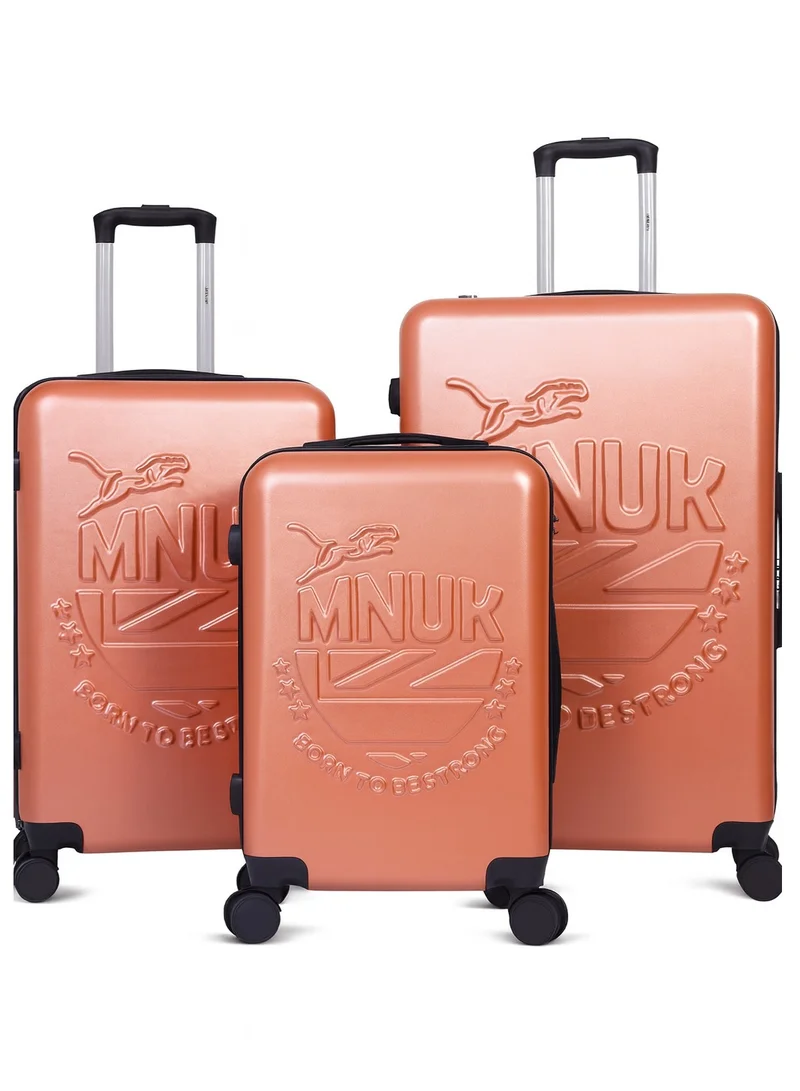منيك طقم حقائب سفر مانشستر  قطع بولي كربونات و قفل  عجلات مزدوجة  درجة مقاس ، ،  بوصة لون ذهبي وردي