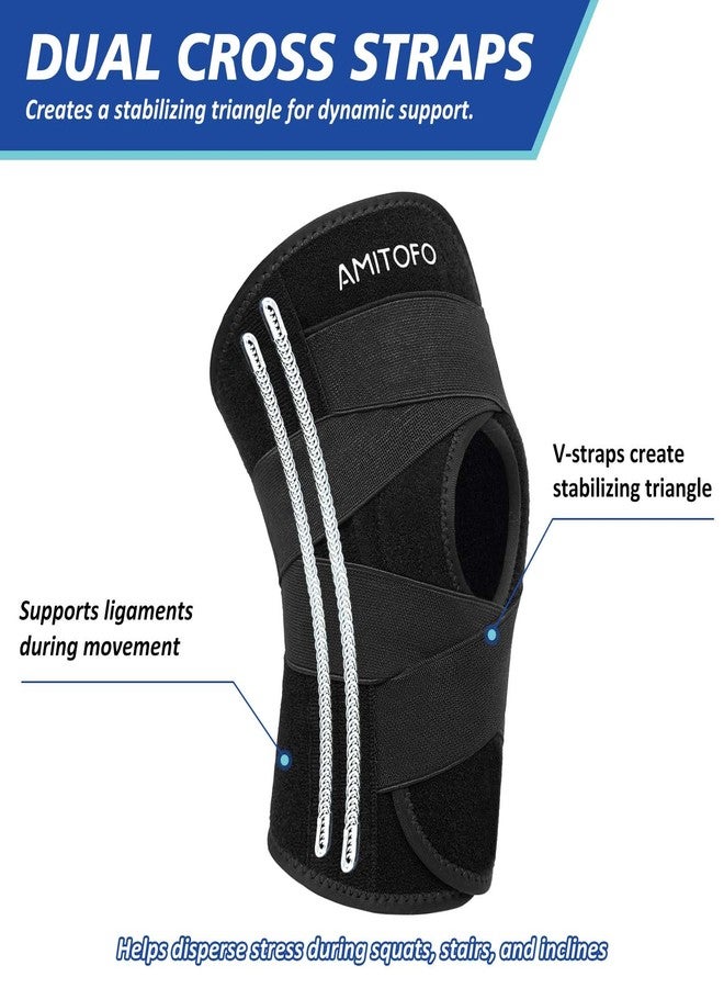 AMITOFO Knee Brace for Meniscus Tear, Spring Stabilizers for ACL MCL, Black - Image 3