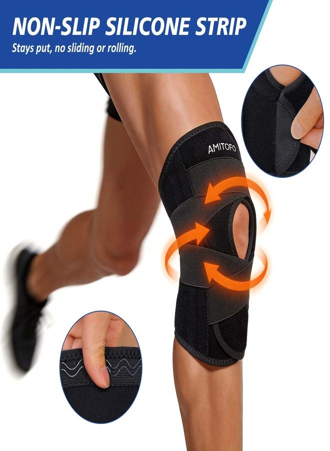 AMITOFO Knee Brace for Meniscus Tear, Spring Stabilizers for ACL MCL, Black - Image 4
