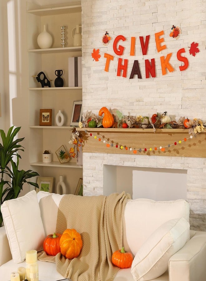 Daifunli Thanksgiving Party Decorations 3 Pcs Pre-strung Give Thanks Banner Decor Turkey Hanging 8.2 ft Felt Fall Banner Garland for Indoor Outdoor Home Classroom Office - Image 4