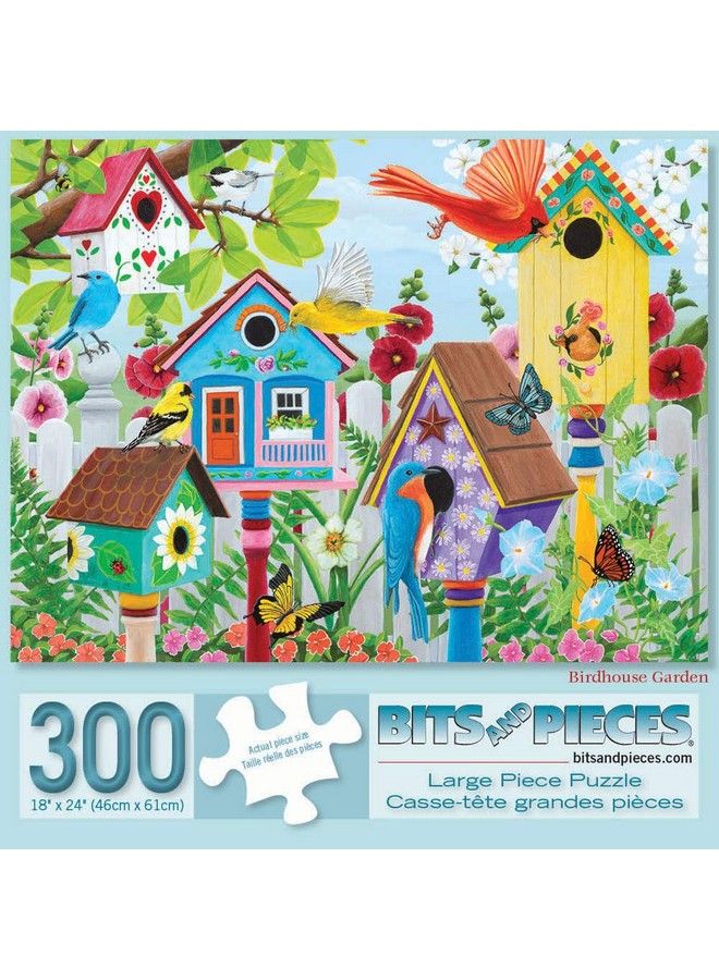 Bits and Pieces 300 قطعة لغز للبالغين 'حديقة بيت الطيور' 300 قطعة كبيرة من تصميم الفنانة كاثي بامبيك 18 بوصة × 24 بوصة - Image 3
