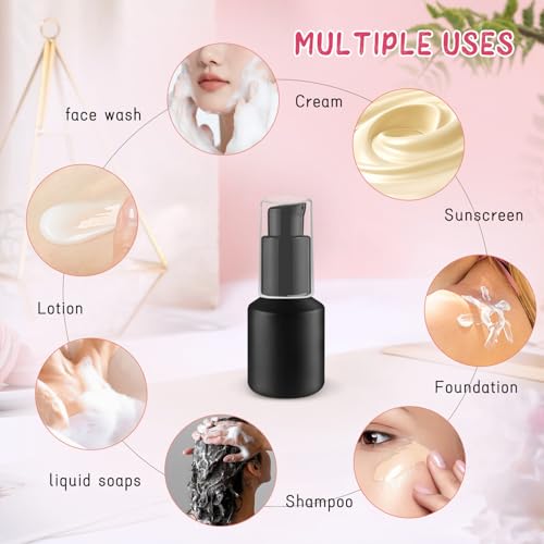 Wresty 6 Pcs Empty Glass Pump Bottles Refillable Cream Lotion Bottles Travel Sample Bottle Cosmetic Dispenser Bottle Containers For Lotion Cream Emulsion Essence (Black, 15ml/0.5oz) - Image 5
