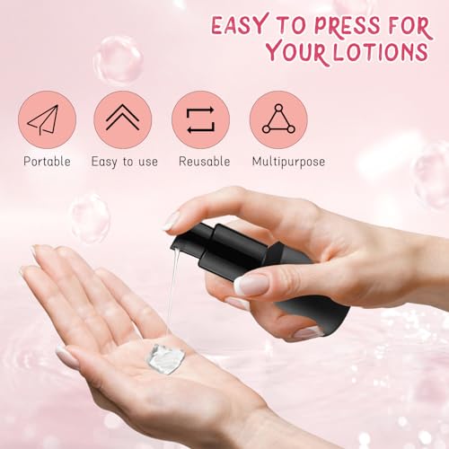 Wresty 6 Pcs Empty Glass Pump Bottles Refillable Cream Lotion Bottles Travel Sample Bottle Cosmetic Dispenser Bottle Containers For Lotion Cream Emulsion Essence (Black, 15ml/0.5oz) - Image 3