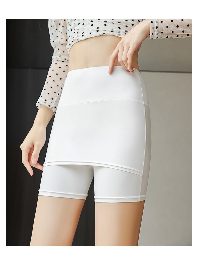 Girls' Double-Layer High-Waist Safety Pants With Crotch Covering Large Size Anti-Exposure Women'S Summer Outer Leggings Pure Cotton Crotch - Image 1