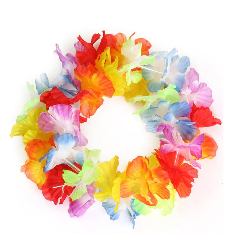 12pcs Hawaii Flower Head Wrap Garland Headband Headpiece for Festival Luau Beach Party (Colorful) - Image 1