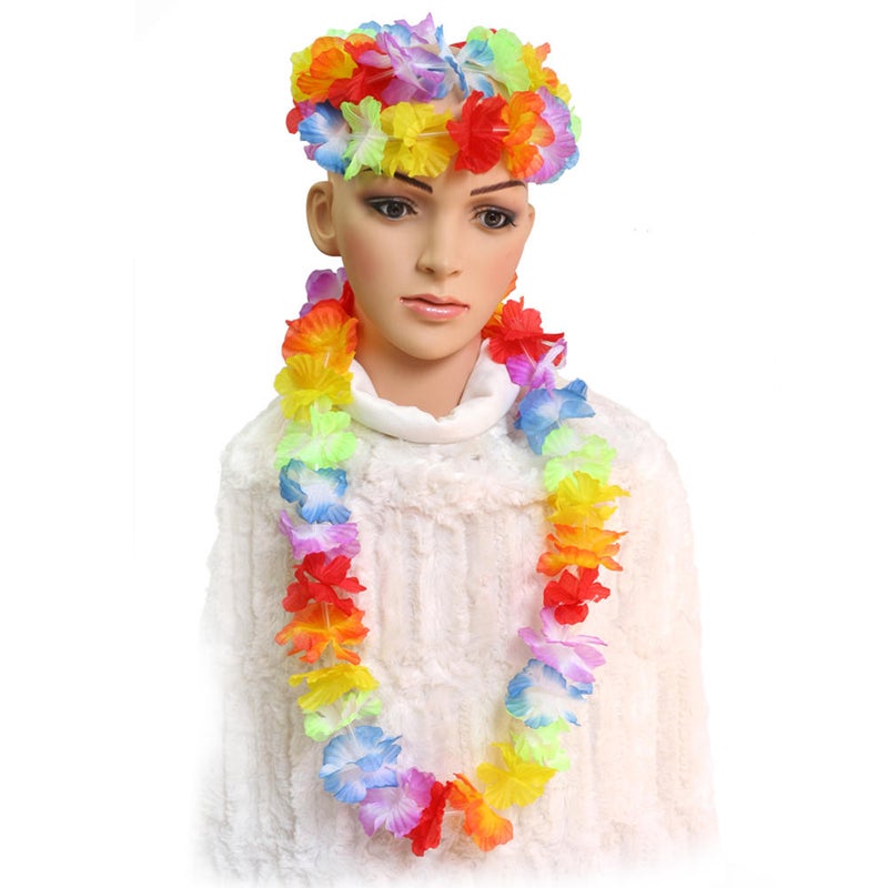 12pcs Hawaii Flower Head Wrap Garland Headband Headpiece for Festival Luau Beach Party (Colorful) - Image 2