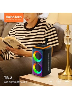 Haino Teko TB-2 Portable Wireless Bluetooth Speaker with RGB Lighting, 30W Output Power, Multi-Functional Button Control, Black – Enhanced Sound & Vibrant Visuals  - Image 2