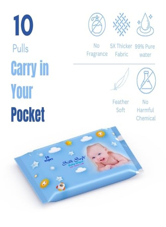 Silk Soft Baby Wet Wipes - 60 Wipes Travel Packs (10 x 6 Packs) | Fragrance-Free, Alcohol-Free & Hypoallergenic | Extra Thick, Moisturizing & Gentle on Sensitive Baby Skin - Image 2