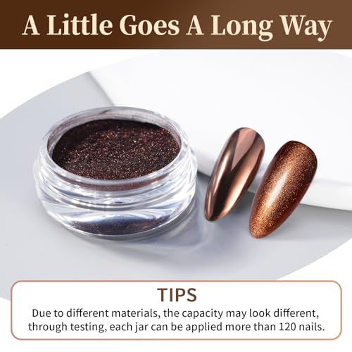 Pretty Diva Chrome Nail Powder - Coffee Chocolate Effect Nail Art Mirror Chrome Nail Powder, Brown Metallic Mirror Chrome Powder Pigment for Nail Art Decoration - Image 3