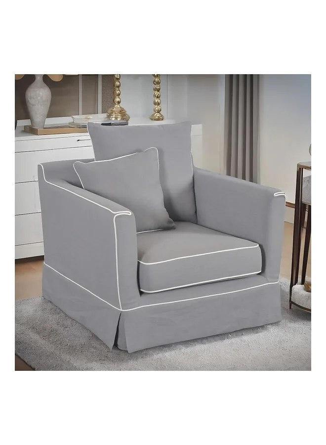 Micasa Elegant And Modern Design 1-Seater Fabric Sofa Grey 69 X 90 X 85 Cm Rl2362-1S