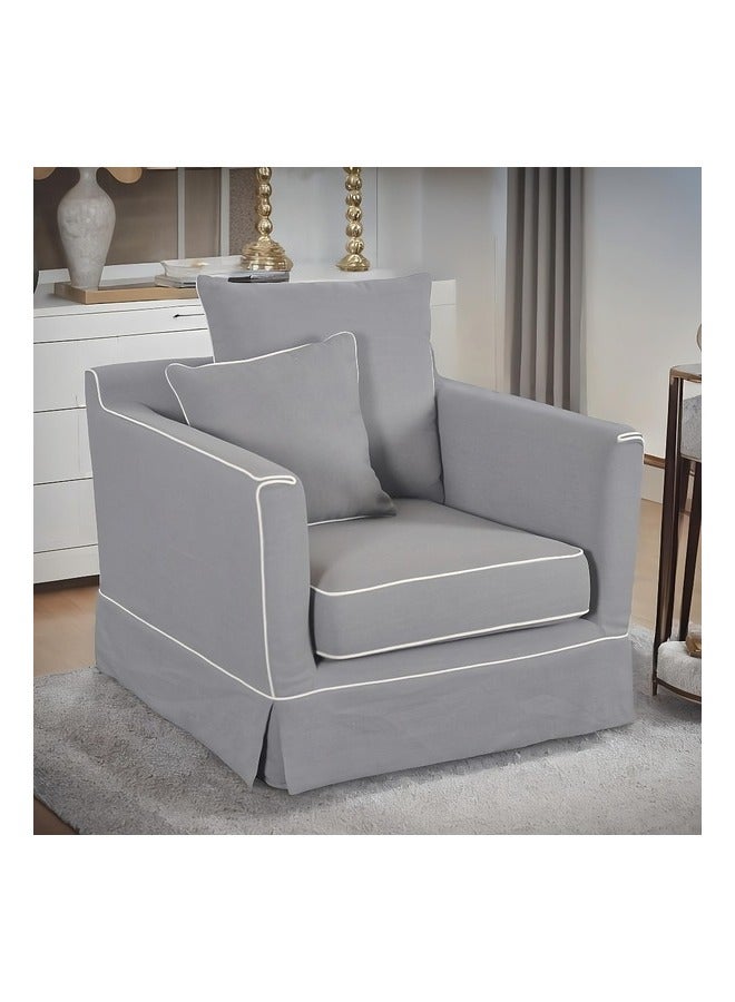 Micasa Elegant And Modern Design 1-Seater Fabric Sofa Grey 69 X 90 X 85 Cm Rl2362-1S - Image 2